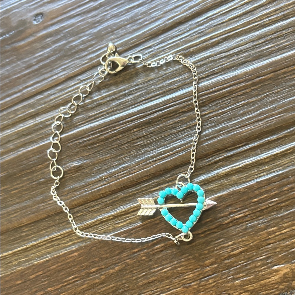 Turquoise Heart Arrow Ankle Bracelet